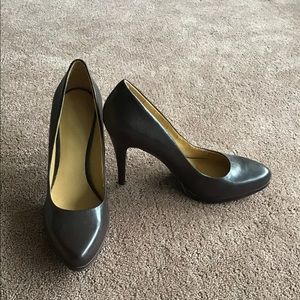 Chocolate brown platform pumps